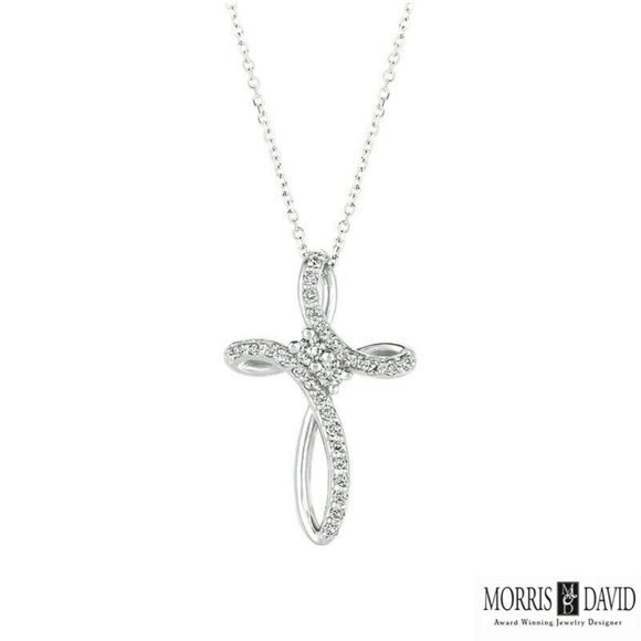 0.52 Carat Natural Diamond Necklace 14K White Gold G SI 18'' chain